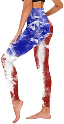 Amerikan Bayrağı Tayt Kadınlar için Karın Kontrol Yurtsever Tayt Pantolon Streç Spor Koşu Popo Kaldırma egzersiz pantolonları