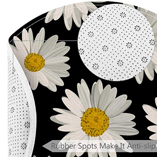 Beyaz Papatyalar Güzel Çiçekler Desen, kaymaz Paspas 23.6 Yuvarlak Alan Kilim Halı Kilim Çocuklar için Yatak Odası