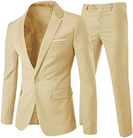 Cloudstyle erkek 2 Parça Takım Elbise Slim Fit 1 Düğme Elbise Takım Elbise Ceket Blazer ve pantolon seti