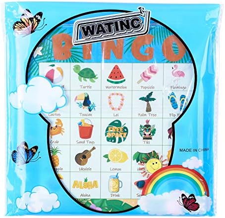 WATINC 41 pcs Hawaiian Bingo Oyunu, Tropikal Yaz Parti Oyunları ile 24 Oyuncular, Hawaiian Bingo Kartları için Çocuklar