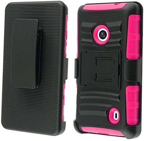 Nokia Lumia 521(At & T, T-Mobile,MetroPcs) Kılıflı Yan Ayaklı Kılıf-Pembe + siyah renk