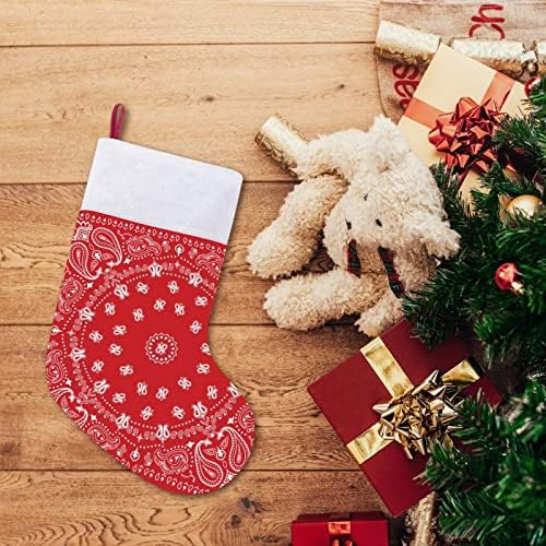 Kırmızı Bandana Desen Noel Çorap Çorap Noel Ağacı Santa Süsler Asılı Süslemeleri Şömine Tatil 16.5