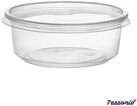 Tezzorio (200 Paket) kapaklı 8 oz Şarküteri Kapları Combo, BPA İçermeyen Yarı Saydam Plastik Şarküteri Gıda saklama