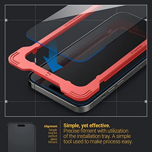 Caseology 2 Paket Yapış Fit Temizle Temperli Cam iPhone 14 Pro Max Ekran Koruyucu ile Kurulum Seti 5G (2022) - 2 Paket