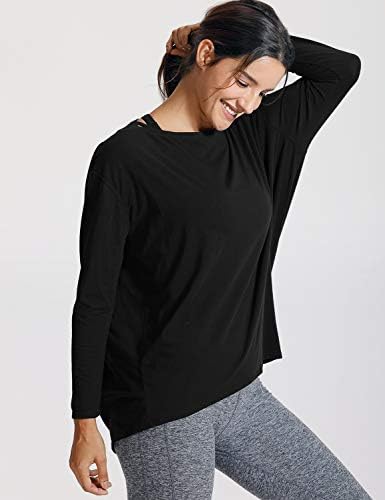 CRZ YOGA Uzun Kollu Egzersiz Gömlek Kadınlar için Gevşek Fit-Pıma Pamuk Yoga Gömlek Casual Sonbahar Gömlek Tops