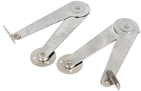 X-DREE Dolap Dolap Kapı Metal Kapak Destek Kalmak Menteşeler Gümüş Ton 9 Uzunluk 2 adet (Armario Gabinete Puerta Metal
