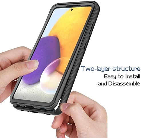 Telefon Kılıfı Kapak Tam Koruma Kılıfı Samsung Galaxy A72 ile uyumlu Sert PC + Yumuşak Silikon TPU 3in1 Darbeye Dayanıklı