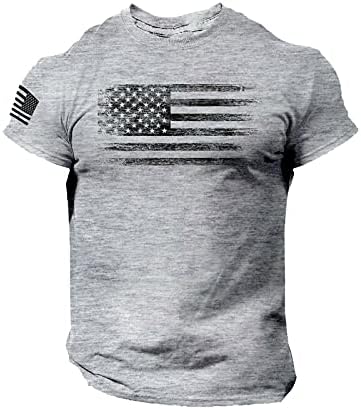 UBST Yurtsever T-Shirt Mens için, 4th Temmuz Amerikan Bayrağı Slim Fit Tee Gömlek Crewneck Retro Kısa Kollu Kas Tops