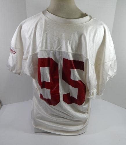 2009 San Francisco 49ers Ricky Jean-Francois 95 Oyun Kullanılmış Beyaz Antrenman Forması-İmzasız NFL Oyunu Kullanılmış