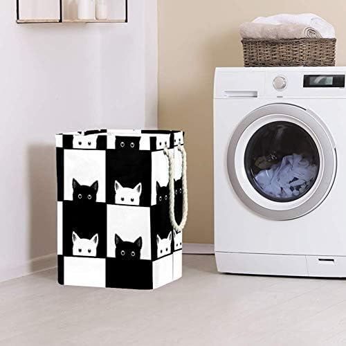 Unicey Siyah Beyaz Kedi Satranç Tahtası Arka Plan Büyük saklama kutusu Banyo, Yatak Odası, Ev, Oyuncak ve Giyim Organizasyonu