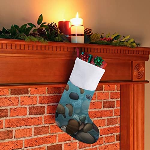 Deniz Suyu ve Çakıl Taşları Noel Çorap Çorap Peluş Şömine Asılı Noel Ağacı Ev Dekorasyonu için