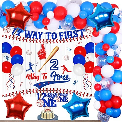 Jollyboom Beyzbol Yarım Doğum Günü Süslemeleri, Beyzbol ile ilk beyzbol süslemelerine 1/2 Yol Bir Kek Topper Beyzbol