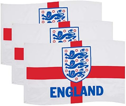 İngiltere FA Resmi Futbol Hediye 3 Aslan 5x3ft 3 Paket Crest Vücut Bayrağı