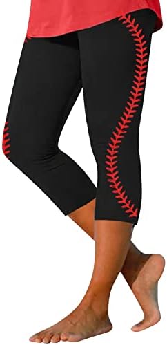 Beyzbol Baskı Yoga Egzersiz Tayt Kadınlar için Yüksek Belli Tayt Ultra Yumuşak Fırçalanmış Streç Rahat Atletik Spor
