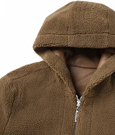 Erkekler için Ceketler - Erkekler Fermuarlı Eğimli Cepli Kapüşonlu Ceket (Renk: Kahve Kahvesi, Boyut: Küçük)