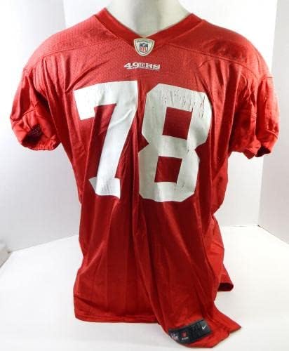 2013 San Francisco 49ers Joe Looney 78 Oyun Kullanılmış Kırmızı Antrenman Forması 3XL 824-İmzasız NFL Oyunu Kullanılmış