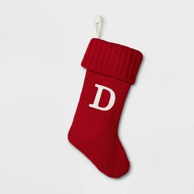 Wondershop Tatil Noel Çorap Örgü Kırmızı Monogram Mektup D
