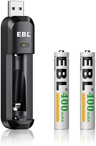 EBL Akıllı AAAA pil şarj cihazı ile 2 Adet 400 mAh Şarj Edilebilir AAAA Piller - Yüksek Kapasiteli Ni-Mh 1.2 V 1200