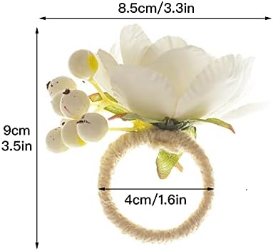 ZWMBYN Yapay Çiçek Peçete Halkaları 6 Set, el Sanatları Asma Çiçek Peçete Tutucu Tokaları Masa Süslemeleri Düğün Sevgililer
