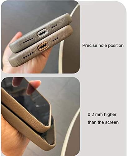 KKFAUS Lychee Tahıl Deri Arka Telefon Kapağı, Apple iPhone 12 Pro Max Tam Sarılmış İş Darbeye Dayanıklı Durumda [Ekran