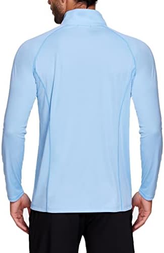 COOrun Erkek Zip Kazak UPF 50 + Güneş Koruma T-Shirt Uzun Kollu Koşu Yürüyüş Açık Havada T-Shirt