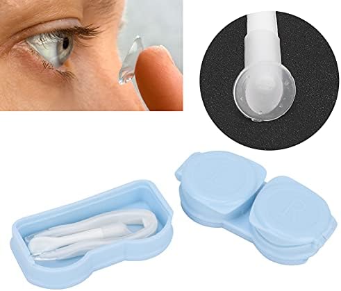 Kontakt Lens Çantası, Taşınabilir Toz Geçirmez Kontakt Lens Saklama Kiti Cımbız ile Sopa Sökücü Aracı (Mavi)