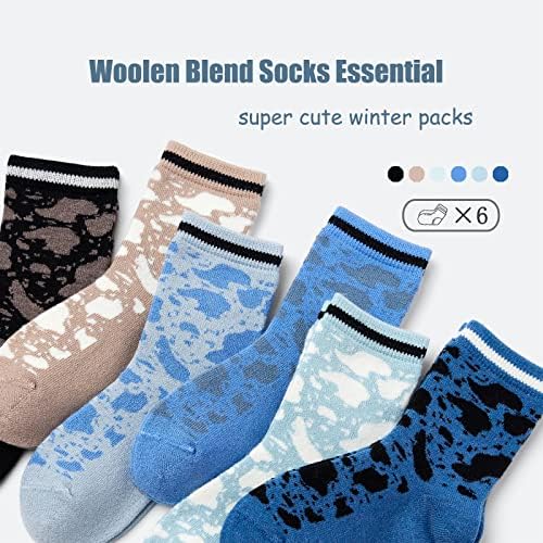 Lollisy Erkek Yün Çorap Çocuklar Kış sıcak tutan çoraplar Kalınlaşmak Termal Ekip Çorap Boys için 6 Paket