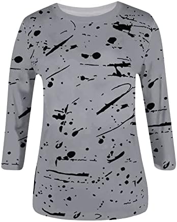 Kadın Yaz Sonbahar Bluz 2023 Moda 3/4 Kollu Crewneck Pamuk Grafik Rahat Gevşek Fit Bluz T Shirt Kadın 8Z