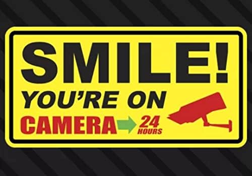 2 adet Gülümseme konum Kamera Güvenlik Uyarı Sticker Uyarı, 6 inç-Güvenlik Alarm Pencere Araba Motosiklet Uyarı Hırsızlık