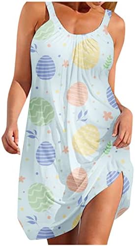 Halter Elbiseler Kadınlar için Yaz Casual Çiçek Baskı Sevimli T Shirt Elbise Kolsuz Tank Wrap Plaj Sundress Gevşek