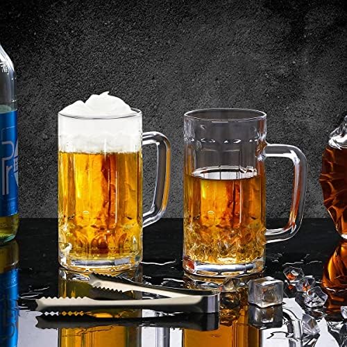 Wwyybfk bira kupaları seti, bira bardakları kulplu kupa, 16.5 oz Gözlük Bira Stein Kupalar Bar, İçecek, Bulaşık Makinesi