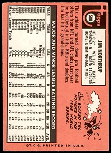 1969 Topps 580 Jim Northrup Detroit Tigers (Beyzbol Kartı) Dekanın Kartları 2-İYİ Kaplanlar