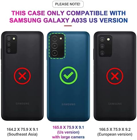 LeYi Samsung Galaxy A03s Telefon Kılıfı, Galaxy ao3s Telefon Kılıfı ile Slayt Kamera Kapak + [2 Packs] Temperli Cam