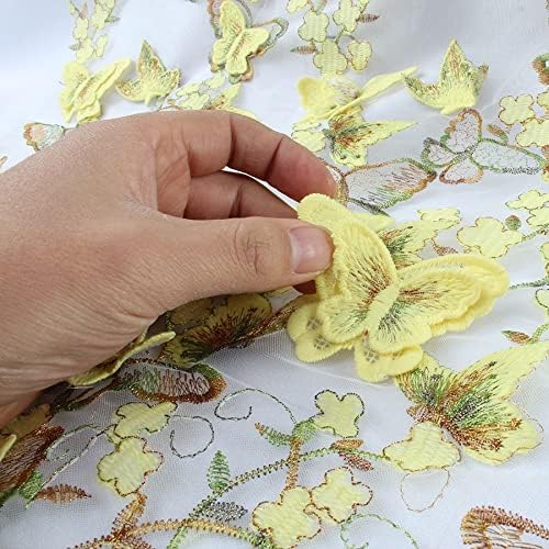 SELFAB 3D İşlemeli Çiçek Kelebek Dantel Kumaş Aplike Düğün Giyim Elbise Etek Boyu Kumaş