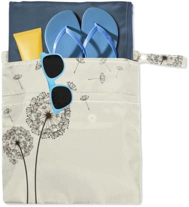 Güzel Karahindiba Baskı ıslak Kuru Çanta Fermuarlı 2 Paket, Çiçek Çiçek Bez Bebek Bezi Çantası Organizatör Kılıfı