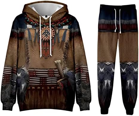 SIAOMA Yerli Amerikalılar Kapşonlu Hoodie Sweatpant Takım Elbise Eşofman Kıyafetler Erkekler Kadınlar için
