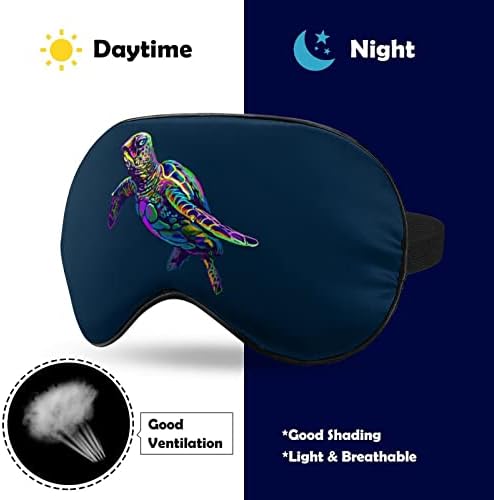 Renkli Deniz Kaplumbağası Göz Maskesi Uyku Karartma Gece Körü Körüne Ayarlanabilir Kayış ile Erkekler Kadınlar için