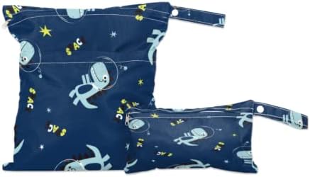 Uzay Astronot Dinozor 2 adet Su geçirmez ıslak Kuru Çanta Kullanımlık Yıkanabilir Bebek Bezi Bezi Çanta İki Fermuarlı