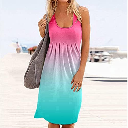 Rahat Sonbahar Elbise Elbise Kolsuz Sundress yaz elbisesi Tankı Elbise Plaj Boyun Kadın Baskılı Rahat Keten Midi