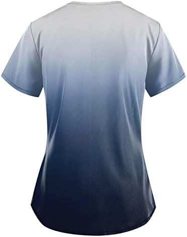 Kadın Scrubs, Artı Boyutu Scrubs Kısa Kollu Fırçalama Üst Kadınlar için Hemşire Scrubs Leopar Patchwork T-Shirt Baskı