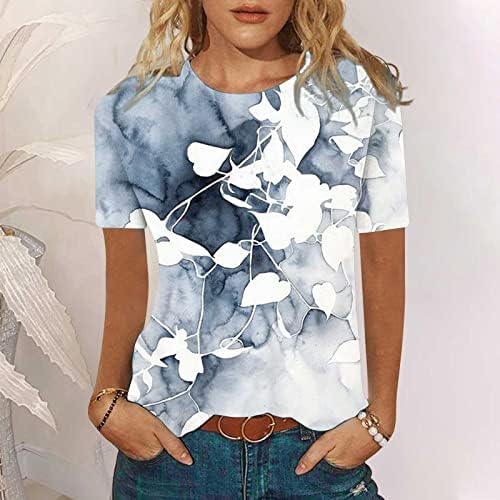 Giyim Moda Kısa Kollu Ekip Boyun Pamuk Asma Çiçek Grafik Üst Tshirt Genç Kızlar için Sonbahar Yaz Üst 2T 2T