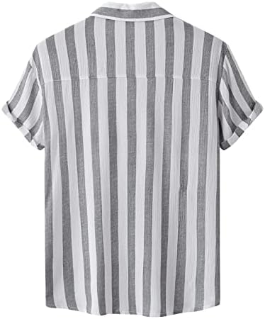 Yaz T Shirt Erkekler için erkek Rahat Gömlek Şerit Baskılı Gömlek Kısa Kollu Tek Göğüslü Turn-Aşağı