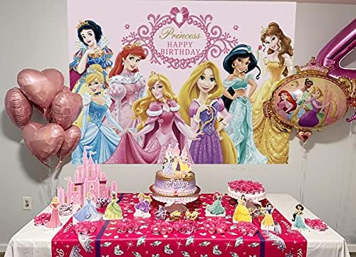 Prenses Zemin Prenses Kız Doğum Günü Partisi Fotoğraf Arka Plan Kız 1st Doğum Günü Bebek Duş Kek Masa Süslemeleri