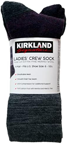 Kirkland Signature Bayan Mürettebat Çorapları Ekstra İnce Merinos Yünü, Mor, 4 Çift