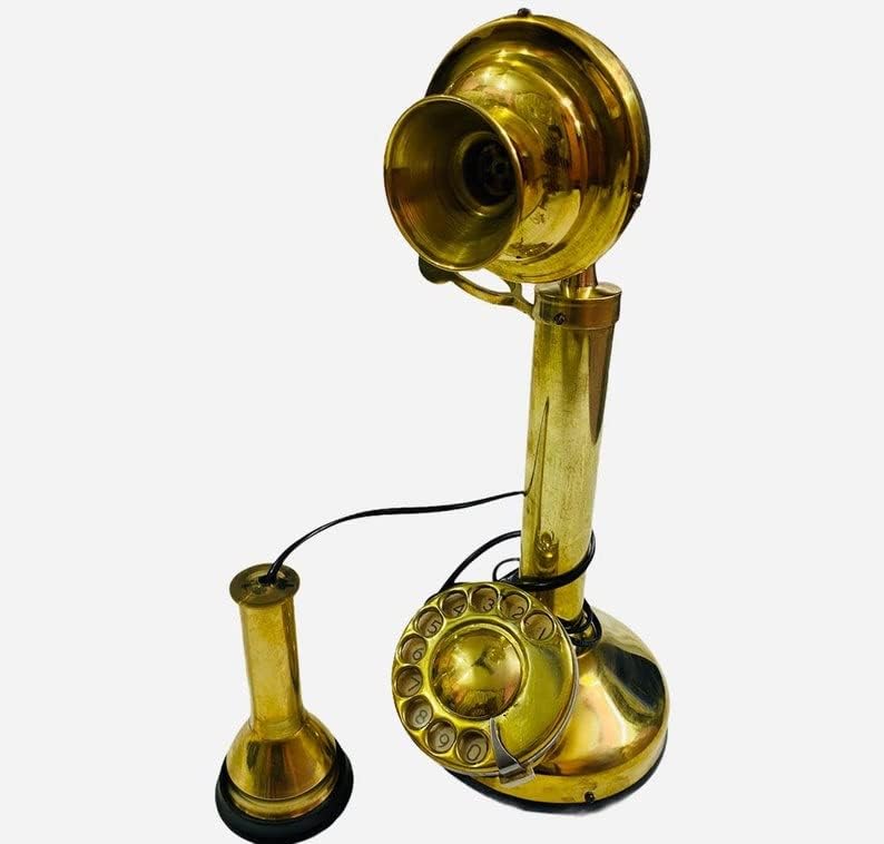 Denizcilik Altın Pirinç Amerikan Mum Döner Kadranlı Telefon / Vintage Polonya Mum Çubuğu Pirinç Telefon Döner Kadranlı
