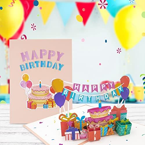 JinRuiKJ Mutlu Yıllar Pop Up Kartları-Zarflı 3D Doğum Günü Tebrik Kartları, El Yapımı Mutlu Yıllar Kartı-Çocuklar,