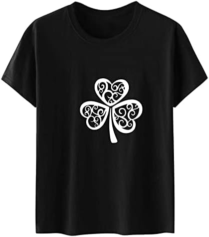 Kadın Aziz patrick Günü Tees Moda Crewneck Shamrock Baskı Kısa Kollu Üstleri Gevşek Fit Tatil Gömlek Bluzlar