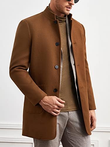 Xınbalove Erkekler Ceketler Erkekler için 1 adet Çift Cep Tüvit Palto (Renk: Kahve Kahverengi, Boyut: Orta)