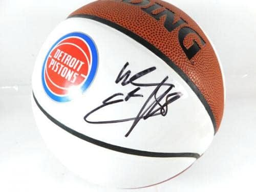 2021 Wayne Ellington 8 Pistons İmzalı NBA Spalding Beyaz Panel Basketbol Otomatik İmzalı Basketbollar
