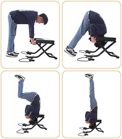 Xgxmz Yoga Headstand Tezgah, Katlanabilir İnversiyon Sandalye Streç Bantlar ve Kolları, Ters Eğitim Ev Jimnastik Salonu